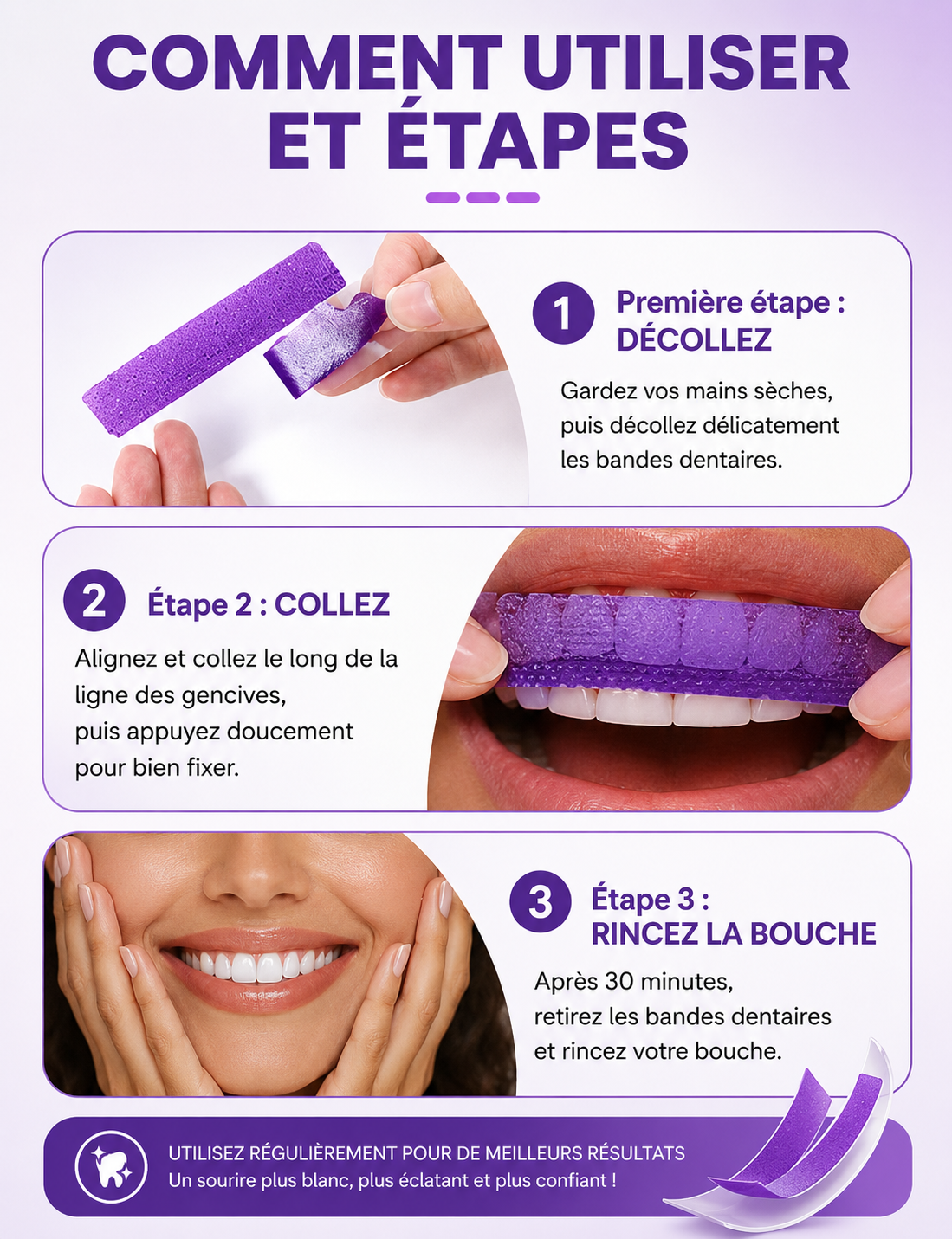 Bandes blanchissantes violettes